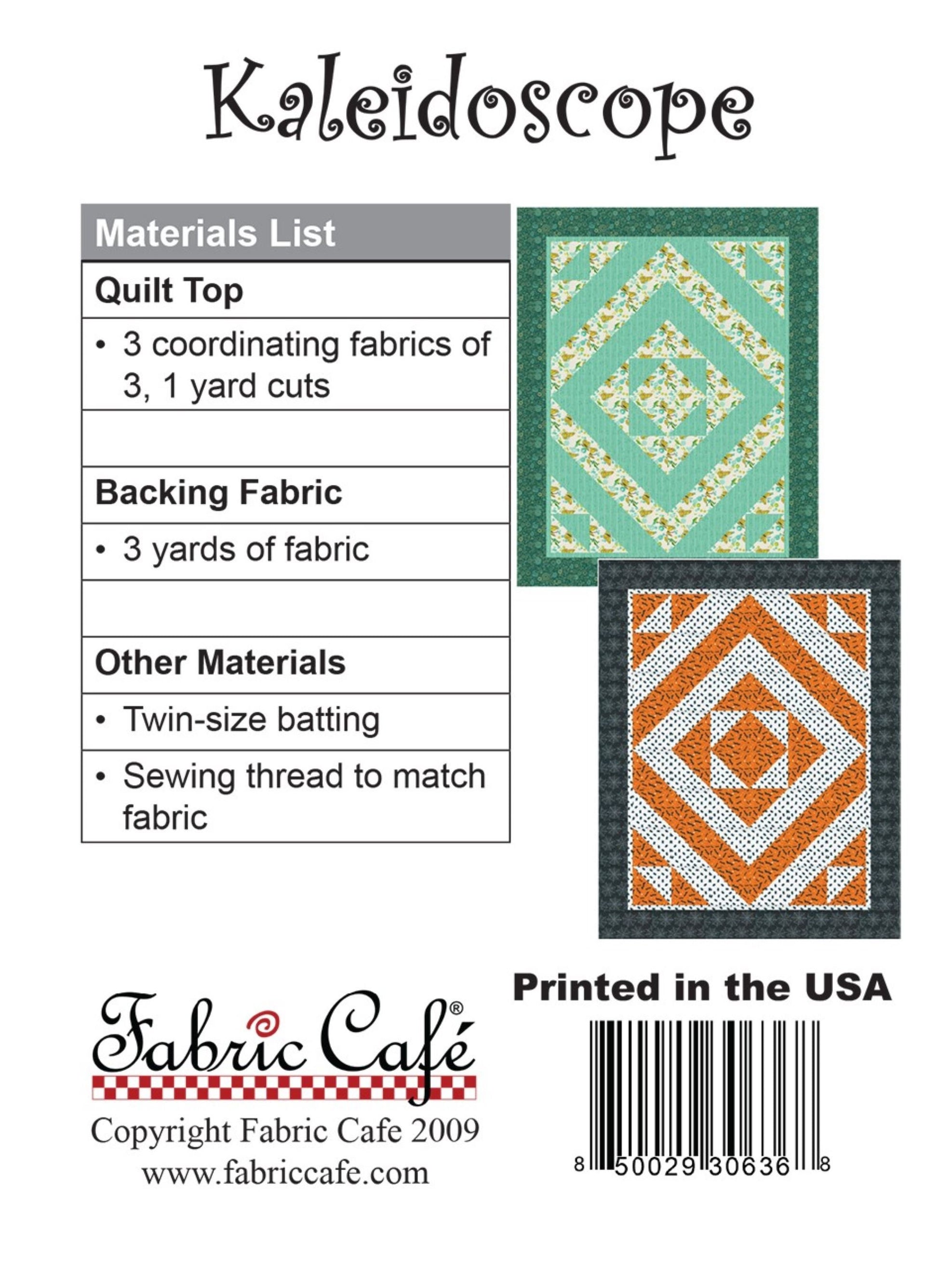 Kaleidoscope - Three Yard Quilt by Fabric Cafe' - Small Packaged Quilt Pattern