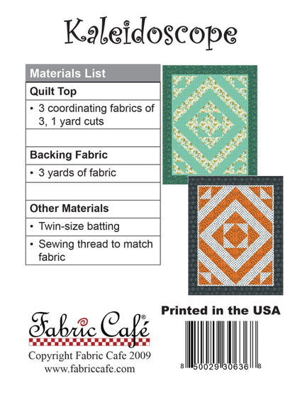 Kaleidoscope - Three Yard Quilt by Fabric Cafe' - Small Packaged Quilt Pattern