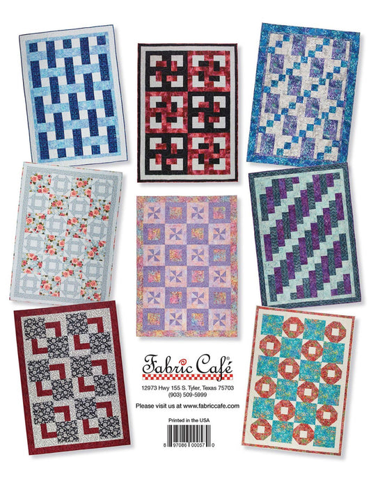 3 Yard Quilt Quick as a Wink - 8 Quilt Patterns - by Donna Robinson for Fabric Cafe'- Enlargement instructions included