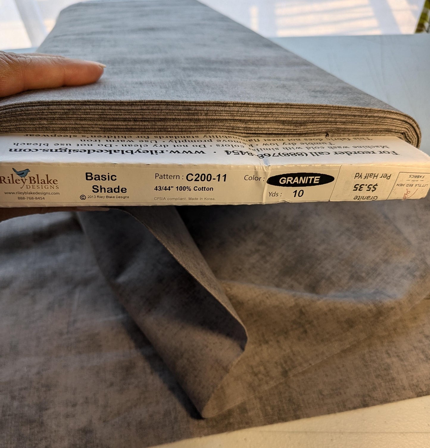 Blender in Granite Gray - Riley Blake - Yardage by the Half Yard - Basic Shade C200-11 - Granite - High Quality Quilt Cotton