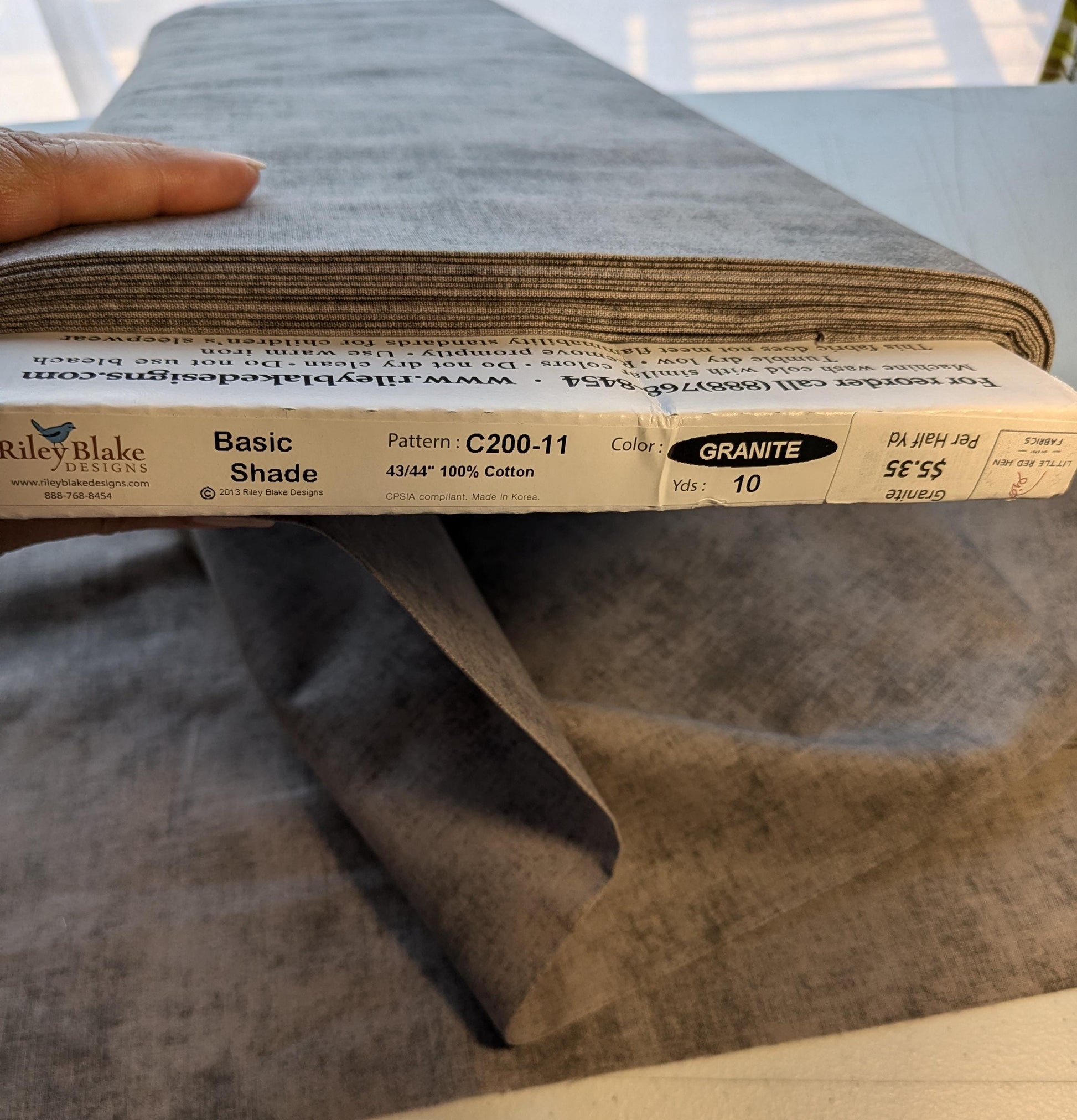 Blender in Granite Gray - Riley Blake - Yardage by the Half Yard - Basic Shade C200-11 - Granite - High Quality Quilt Cotton