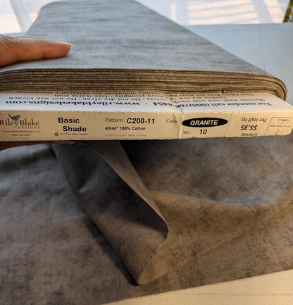 Blender in Granite Gray - Riley Blake - Yardage by the Half Yard - Basic Shade C200-11 - Granite - High Quality Quilt Cotton