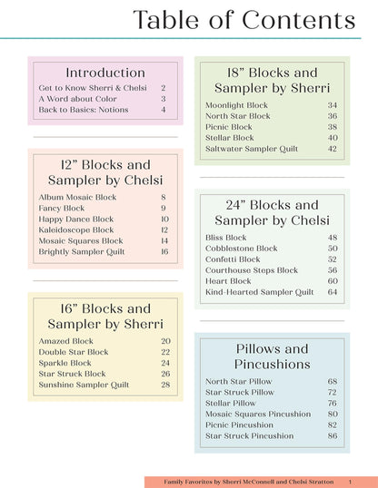 Family Favorites Sampler Quilts Pattern Book in Four Sizes Back to Basics with Sherri and Chelsi Quilt Book