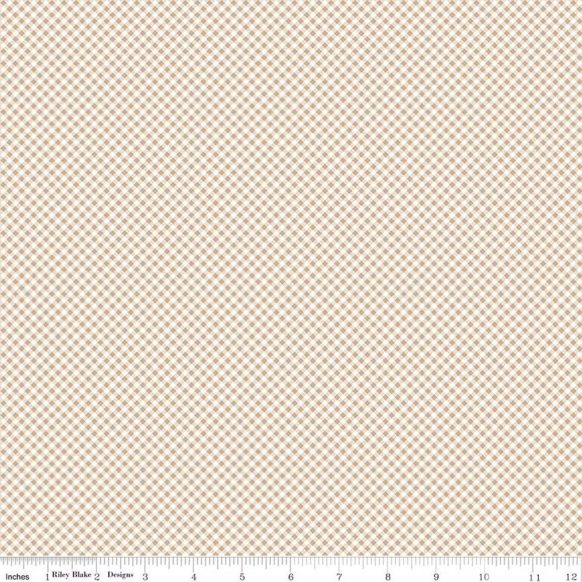 Tan Gingham Check Fabric Yardage Bee Gingham Kassidy Tea dye Diagonal Check by Lori Holt for Riley Blake Yardage by the Half Yard