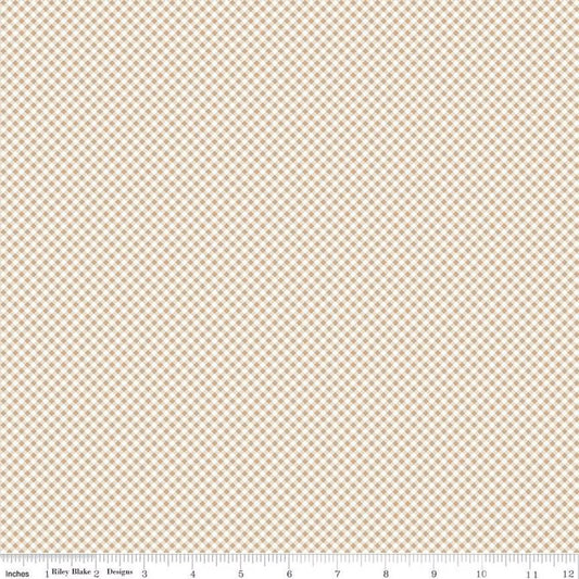 Tan Gingham Check Fabric Yardage Bee Gingham Kassidy Tea dye Diagonal Check by Lori Holt for Riley Blake Yardage by the Half Yard