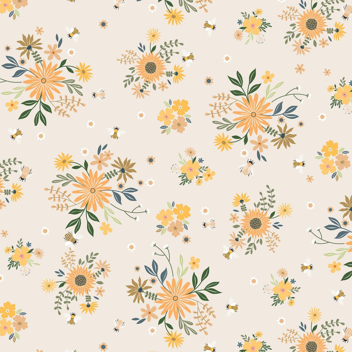 The Bees Knees Fabric Collection from Dear Stella Five Bolts of Quilting Cotton by the Half Yard Bees in Blue and Green with Modern Design