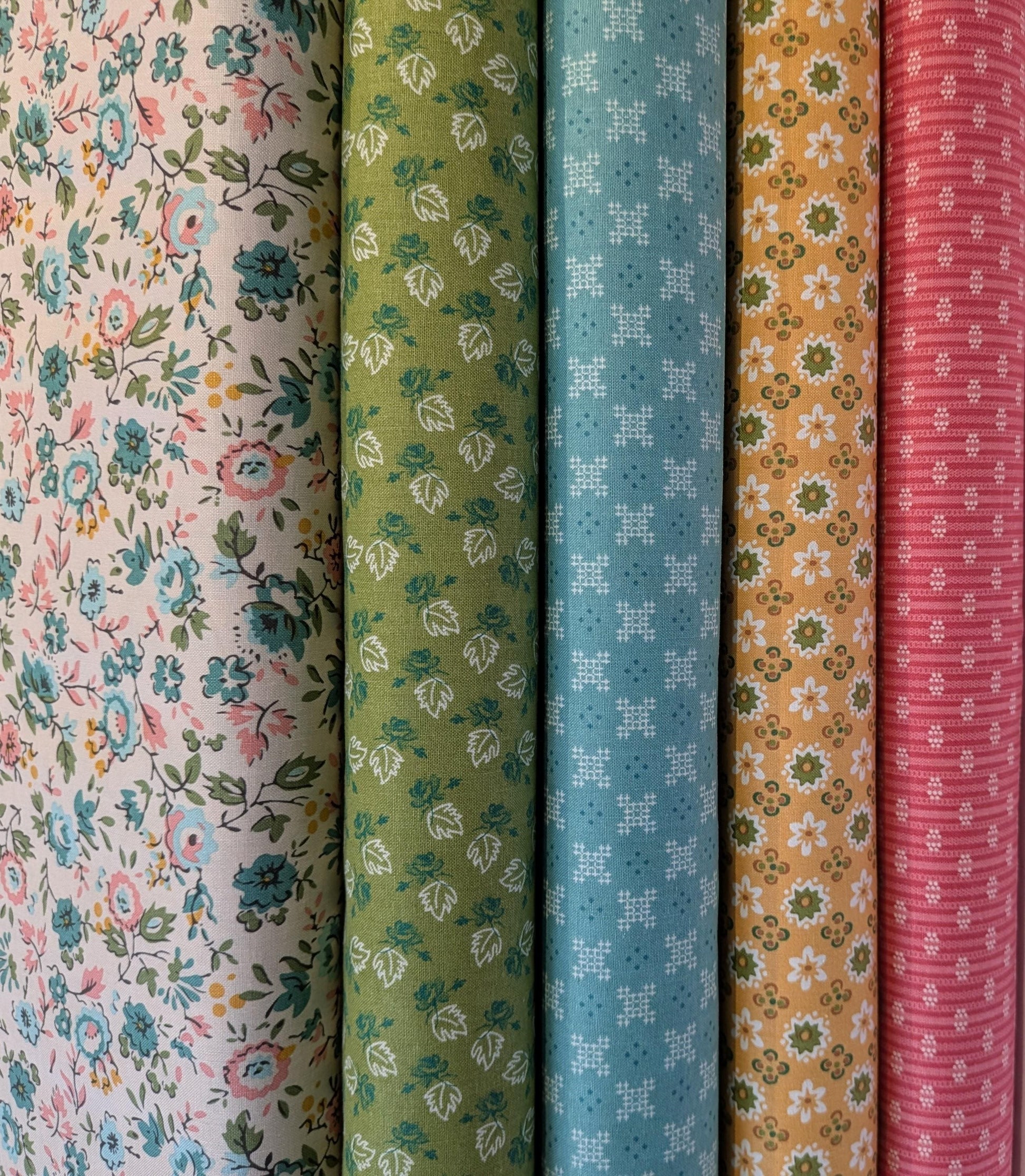 Piece & Plenty Yardage by the Half Yard 5 Bolts In Stock by Designer Lori Holt for Riley Blake Designs Vintage Inspired Prints Nostalgic