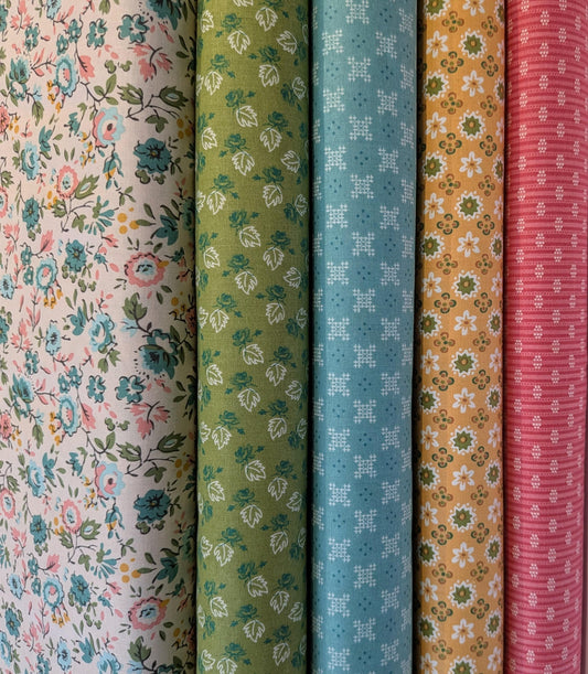 Piece & Plenty Yardage by the Half Yard 5 Bolts In Stock by Designer Lori Holt for Riley Blake Designs Vintage Inspired Prints Nostalgic