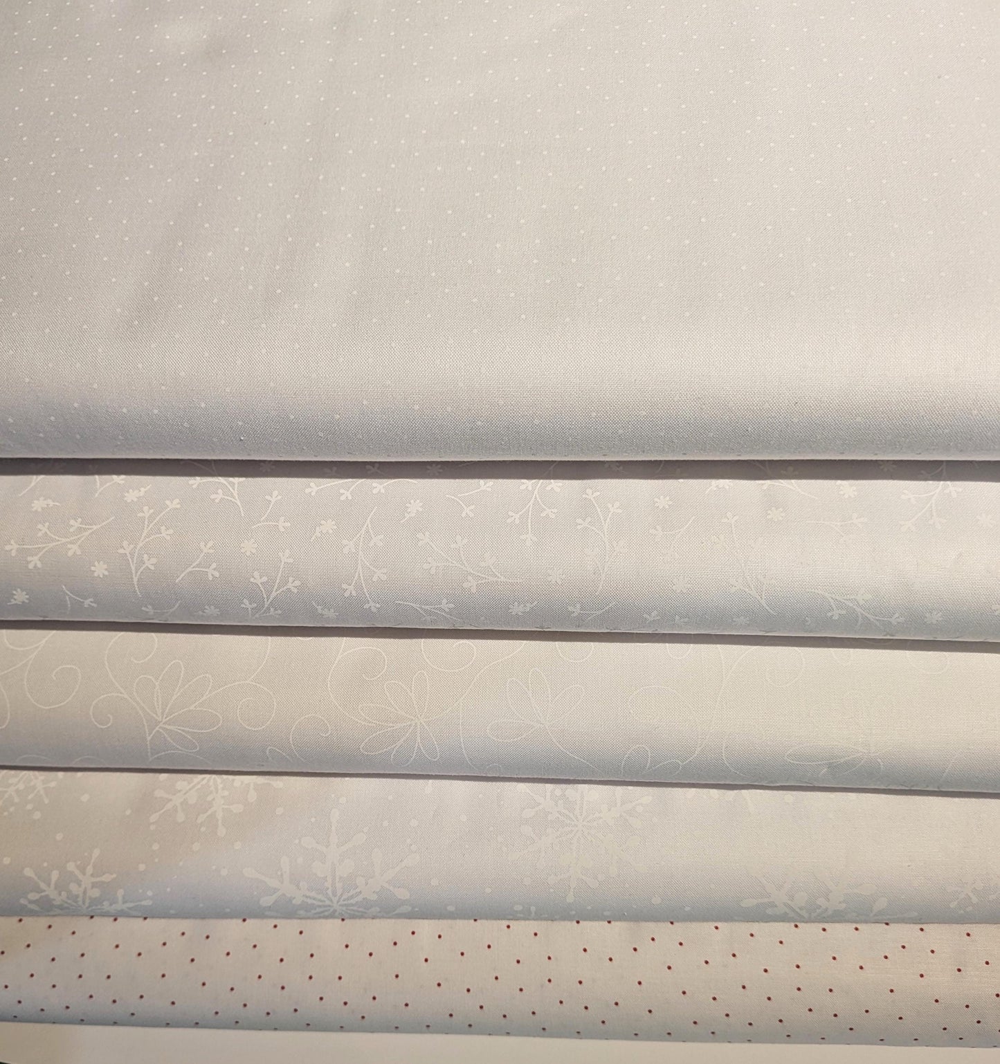 White Tonal Prints 5 Choices Snowflake Pretty Petals or Loopy Daisy Lacy Vine Tiny Dots Yardage by the Half Yard Maywood Studio Solitaire