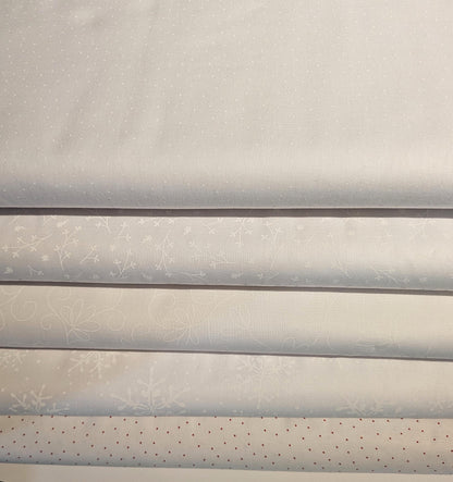 White Tonal Prints 5 Choices Snowflake Pretty Petals or Loopy Daisy Lacy Vine Tiny Dots Yardage by the Half Yard Maywood Studio Solitaire