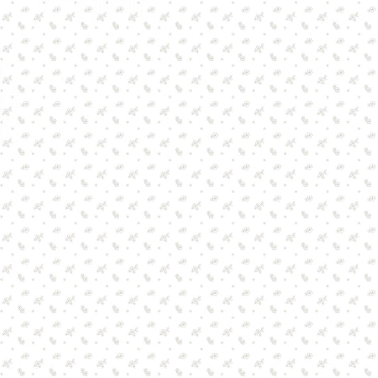 Lights On 2 Flower Bed White Tonal Floral Print Yardage by the Half Yard by Riley Blake Fresh White Cotton Fabric w White Floral Design