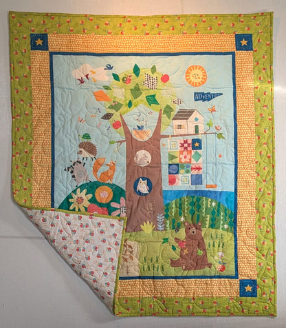 Baby Quilt Kit Quilt Panel Happy Camper Treehouse Quilt Cute Animals for Baby Granddaughter Niece Daughter Shower Gift Easy Quilt for Baby