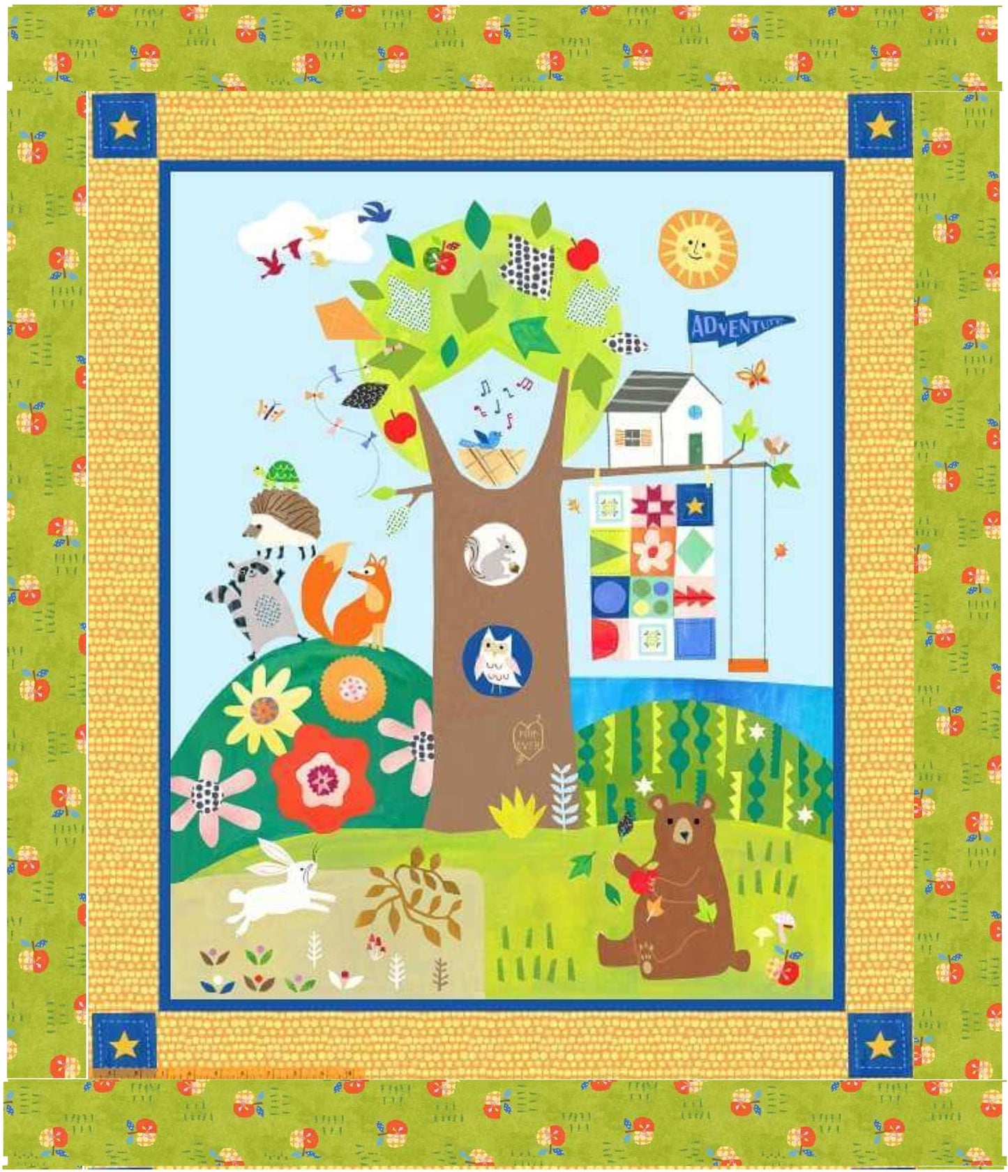 Baby Quilt Kit Quilt Panel Happy Camper Treehouse Quilt Cute Animals for Baby Granddaughter Niece Daughter Shower Gift Easy Quilt for Baby