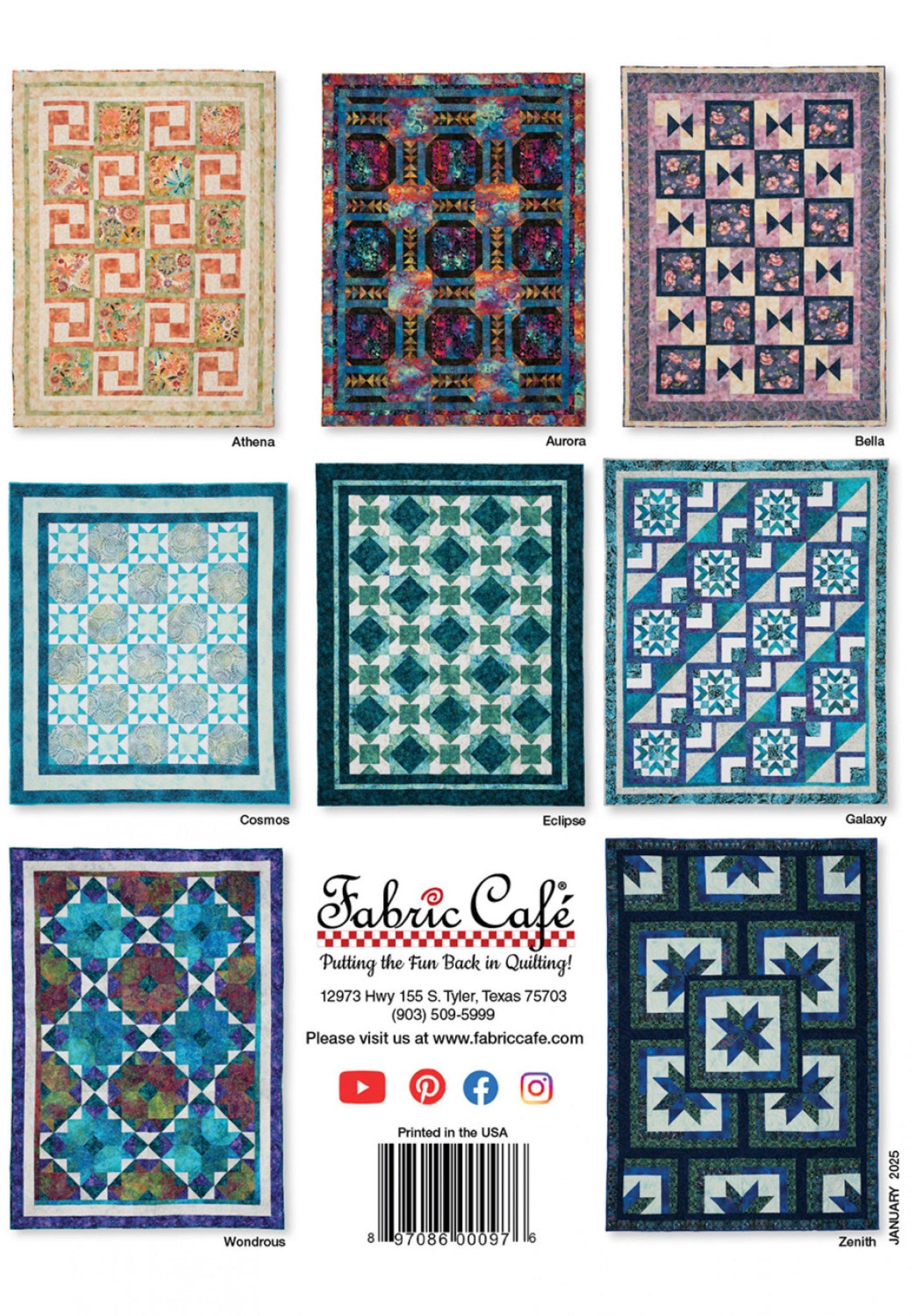 5 Yard Quilt Fabulous 5 New Book 8 Quilt Patterns by Donna Robinson and Fran Morgan for Fabric Cafe' Use Five Fabrics Lap Queen King