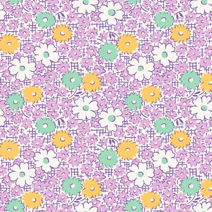 1930s Fat Quarter Bundle Dilly Dally Florals Small 7 Fabric Bundle of Shop Cut Fat Quarters Purple Yellow Green Feed Sack Prints