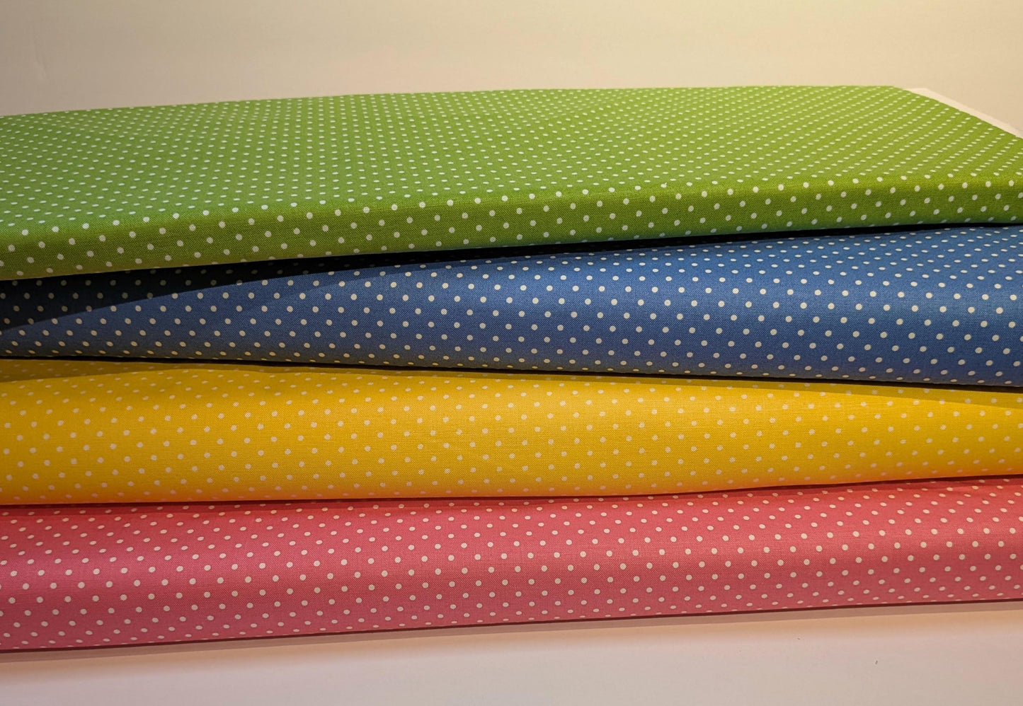Swiss Dot Yardage Fabric Colors with White Dot by Riley Blake - Yardage Priced by the Half Yard Green Blue Yellow Pink