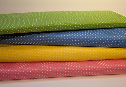 Swiss Dot Yardage Fabric Colors with White Dot by Riley Blake - Yardage Priced by the Half Yard Green Blue Yellow Pink
