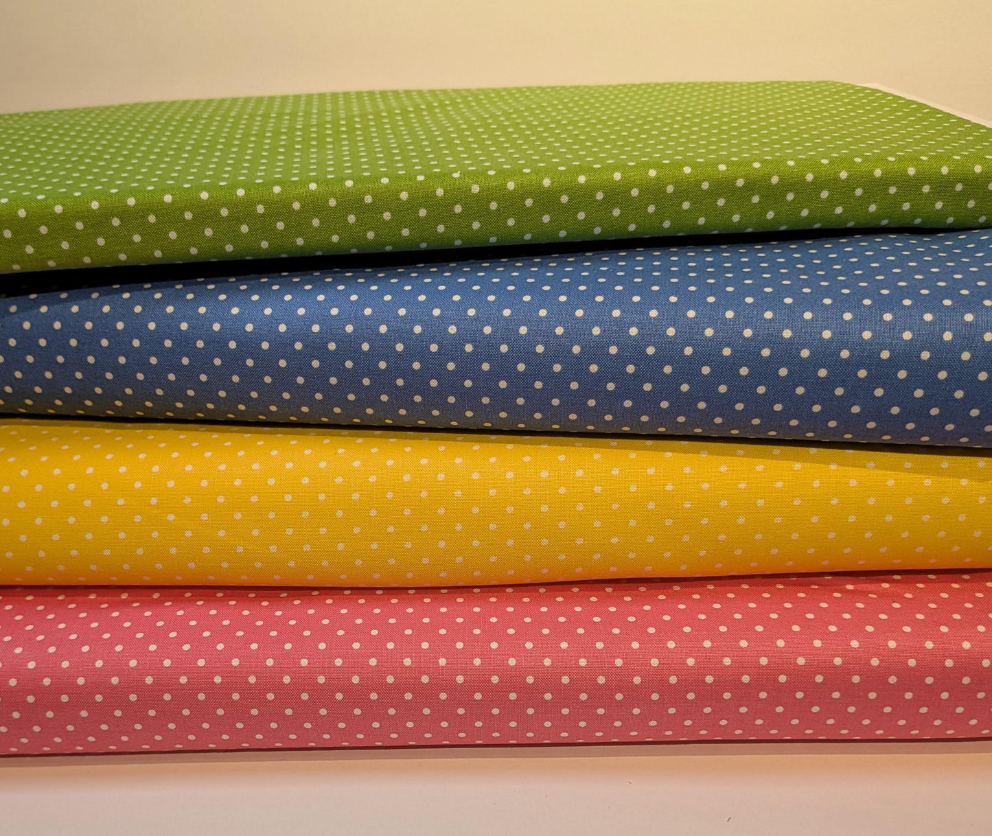 Swiss Dot Yardage Fabric Colors with White Dot by Riley Blake - Yardage Priced by the Half Yard Green Blue Yellow Pink