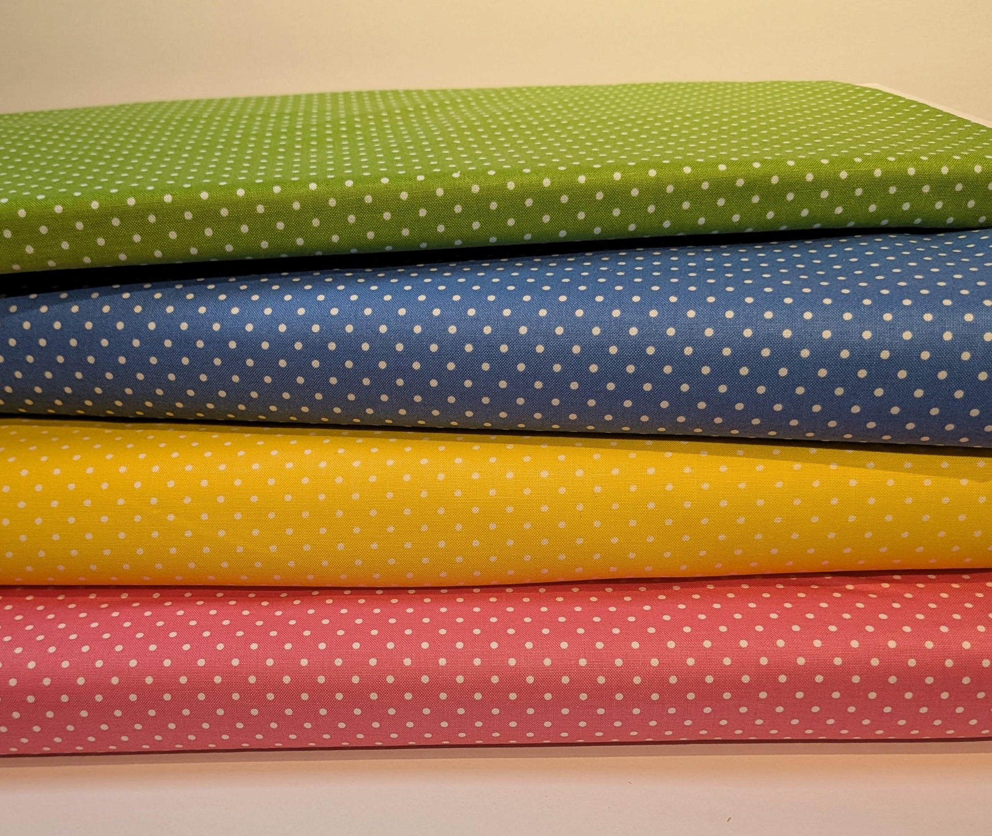 Swiss Dot Yardage Fabric Colors with White Dot by Riley Blake - Yardage Priced by the Half Yard Green Blue Yellow Pink