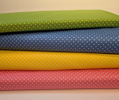 Swiss Dot Yardage Fabric Colors with White Dot by Riley Blake - Yardage Priced by the Half Yard Green Blue Yellow Pink