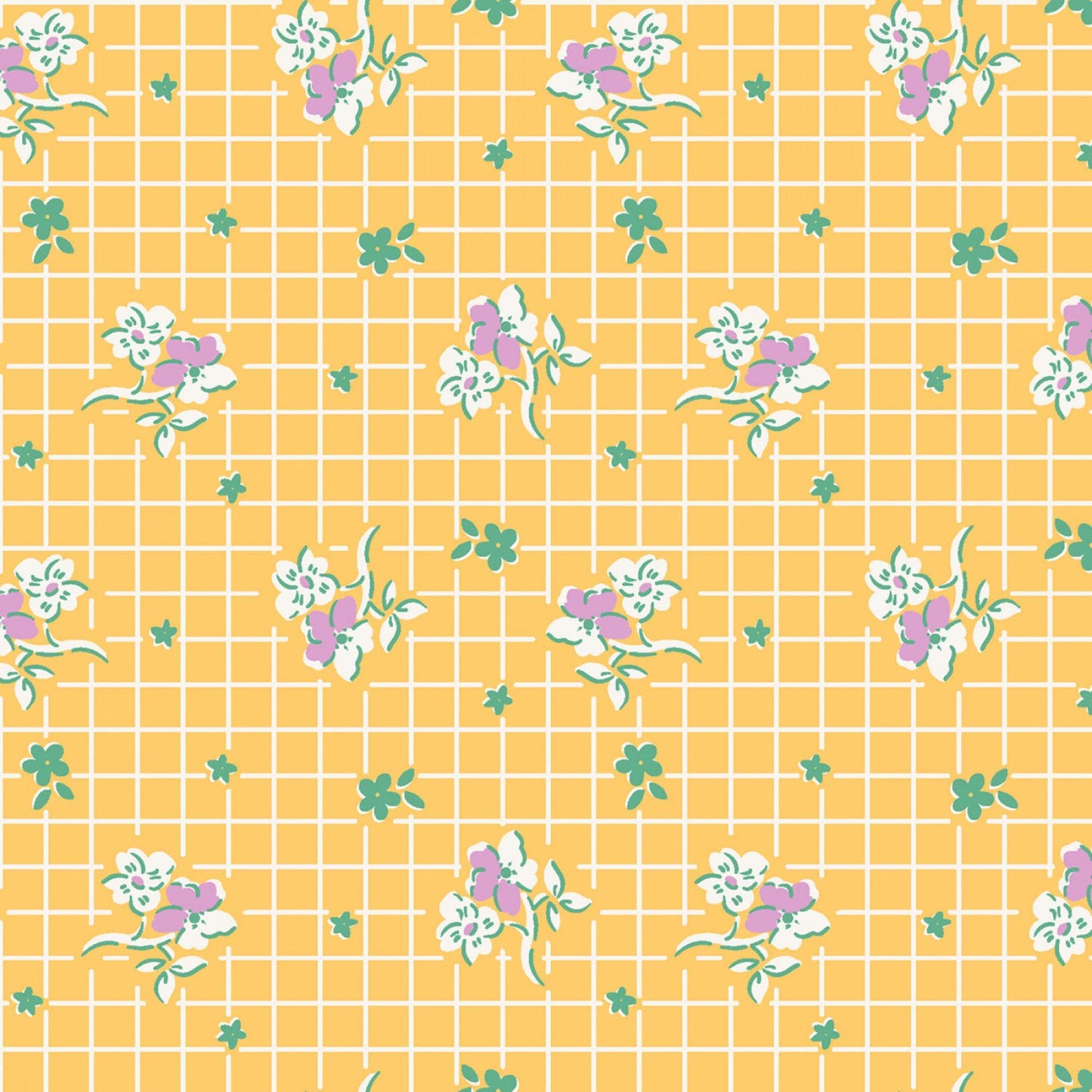 1930s Fat Quarter Bundle Dilly Dally Florals Small 7 Fabric Bundle of Shop Cut Fat Quarters Purple Yellow Green Feed Sack Prints
