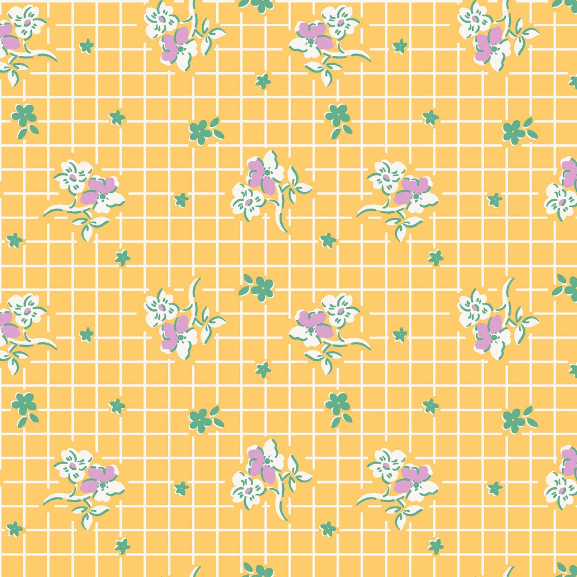 1930s Fat Quarter Bundle Dilly Dally Florals Small 7 Fabric Bundle of Shop Cut Fat Quarters Purple Yellow Green Feed Sack Prints