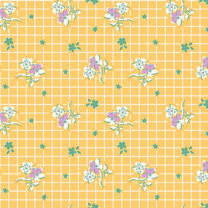1930s Fat Quarter Bundle Dilly Dally Florals Small 7 Fabric Bundle of Shop Cut Fat Quarters Purple Yellow Green Feed Sack Prints