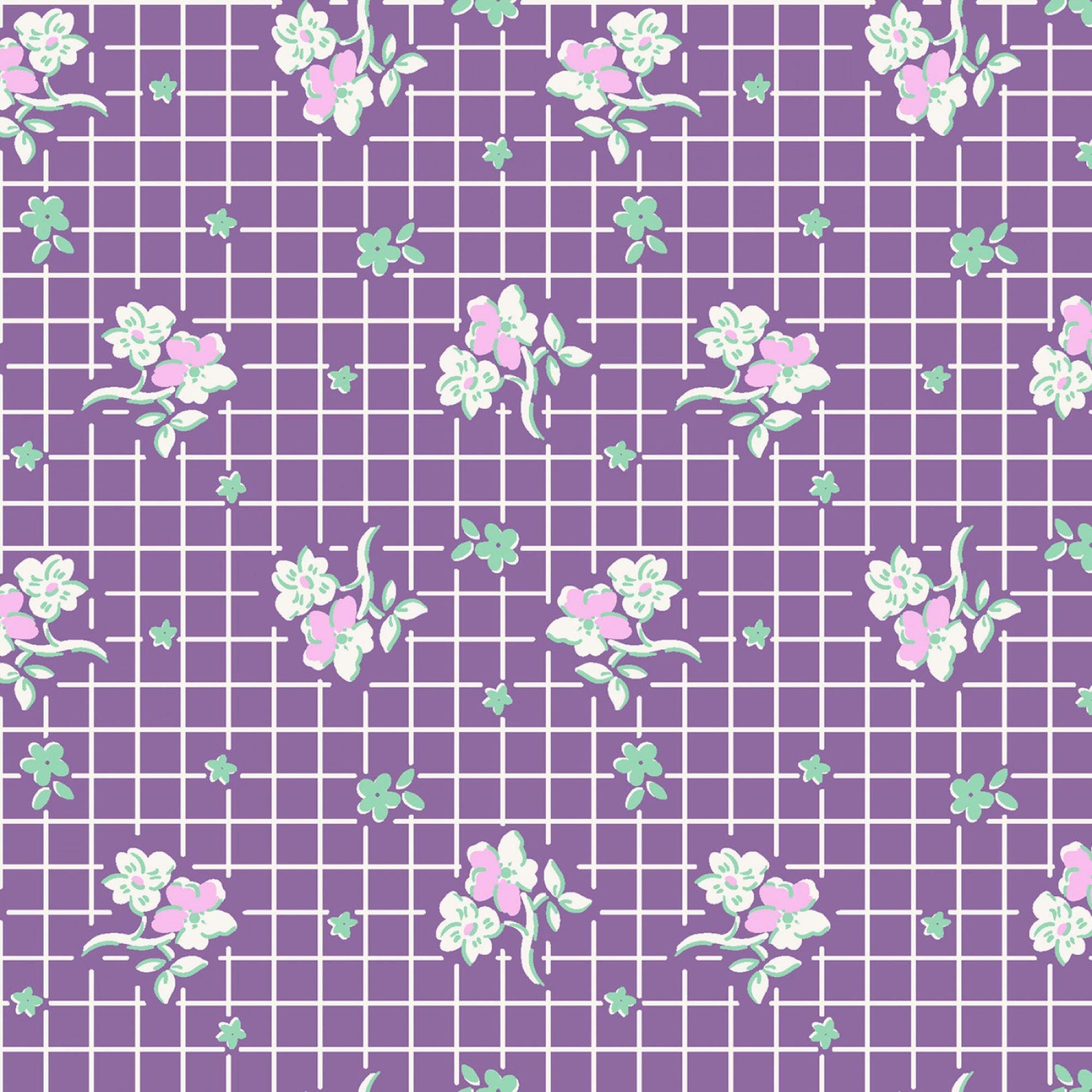1930s Fat Quarter Bundle Dilly Dally Florals Small 7 Fabric Bundle of Shop Cut Fat Quarters Purple Yellow Green Feed Sack Prints