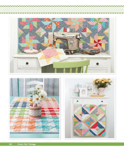 Farm Girl Vintage Quilt Pattern Book By Lori Holt of Bee in my Bonnet 72 Quilt Blocks The Original Book 12 inch and 6 inch blocks Sampler