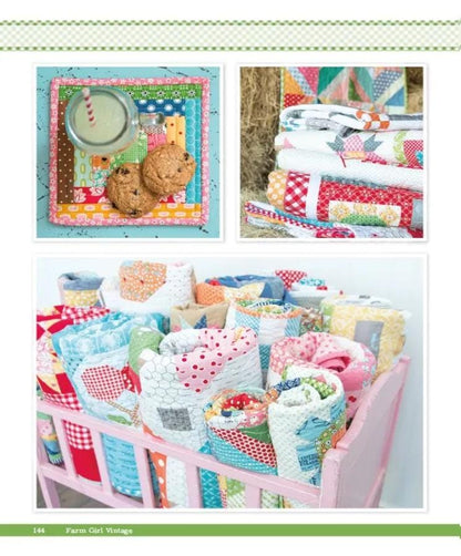 Farm Girl Vintage Quilt Pattern Book By Lori Holt of Bee in my Bonnet 72 Quilt Blocks The Original Book 12 inch and 6 inch blocks Sampler