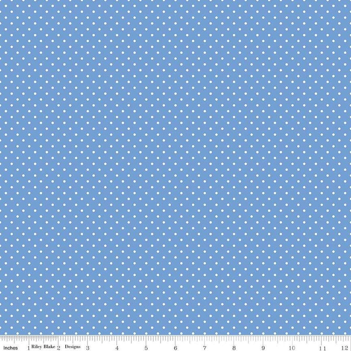 Swiss Dot Yardage Fabric Colors with White Dot by Riley Blake - Yardage Priced by the Half Yard Green Blue Yellow Pink