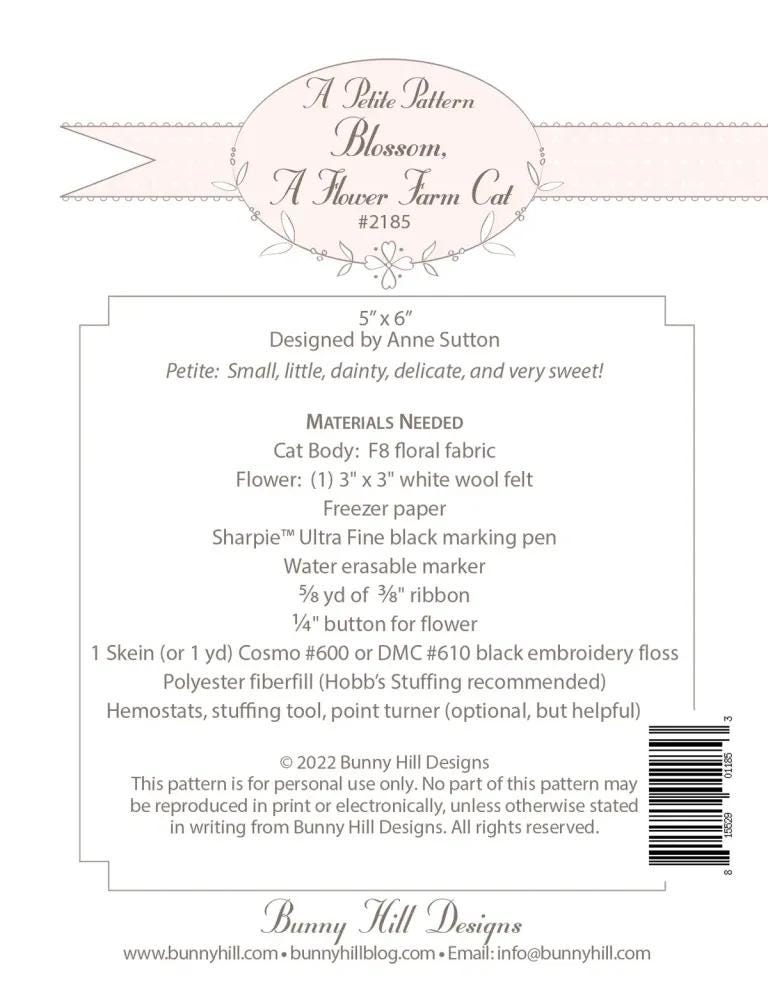 Fabric Cat Pattern Make a Stuffed Kitty from Fabric Calico Cat Project Small and Easy Blossom Cat Lover Unique Handmade Gift to Sew