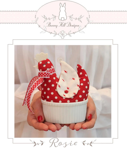 Fabric Chicken Pattern Make a Stuffed Hen or Rooster from Fabric Project Small and Easy Rosie Lover Unique Handmade Gift to Sew