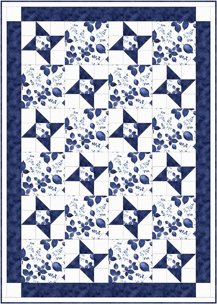 Friendship Star Three Yard Quilt by Fabric Cafe' Small Packaged Quilt Pattern Easy Quick Weekend Quilt Project for Gift Veteran or a Friend