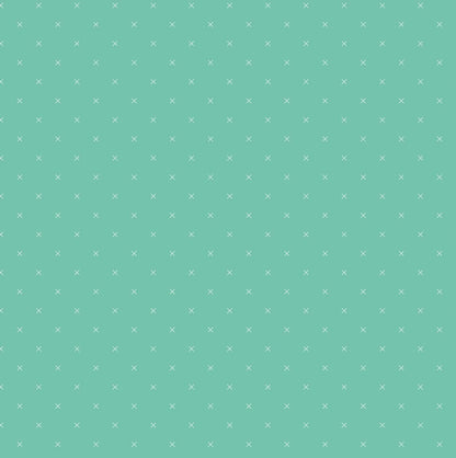 Bee Cross Stitch Fabric - Denim Blue and Seaglass by Lori Holt for Riley Blake - Yardage priced by the Half Yard