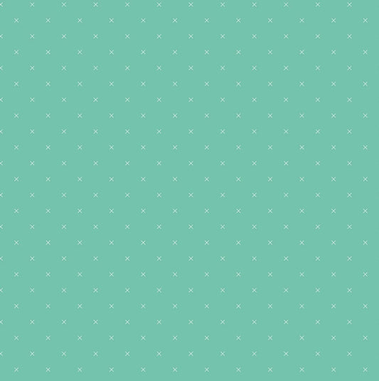 Bee Cross Stitch Fabric - Denim Blue and Seaglass by Lori Holt for Riley Blake - Yardage priced by the Half Yard