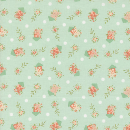 Abloom by Corey Yoder for Moda Cotton Yardage Fabric Priced by the Half Yard Coral and Aqua Soft Florals for Quilt Making