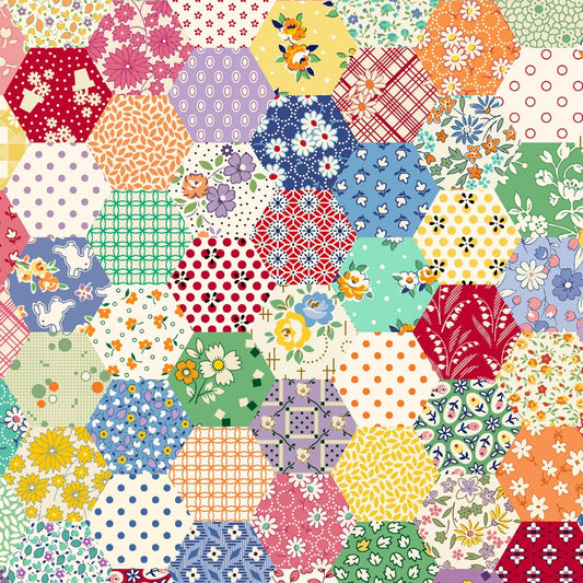 30 Reproductions Aunt Grace Goes Scrappy by Marcus Brothers Fabric Yardage Priced By the Half Yard Hexi Cheater and Ditsy Florals Feed Sack