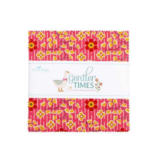 Gentler Times - 42 - 5" Square Bundle by Lori Holt for Riley Blake Pre-Cut Quilt Squares Ditsy Prints Green Aqua Blue Yellow Pink and Gray