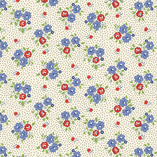 30 Reproductions Aunt Grace Goes Scrappy by Marcus Brothers Fabric Yardage Priced By the Half Yard Multi Florals on Cream Feed Sack