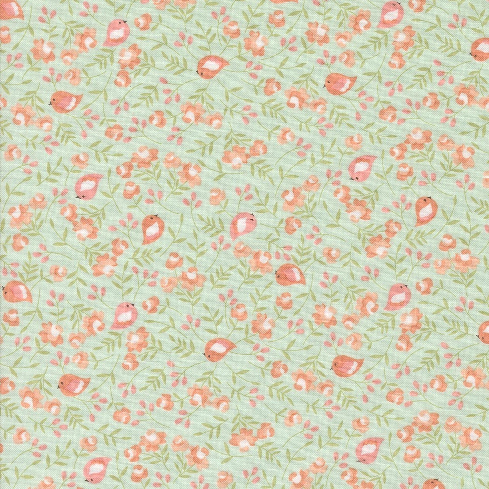 Abloom by Corey Yoder for Moda Cotton Yardage Fabric Priced by the Half Yard Coral and Aqua Soft Florals for Quilt Making