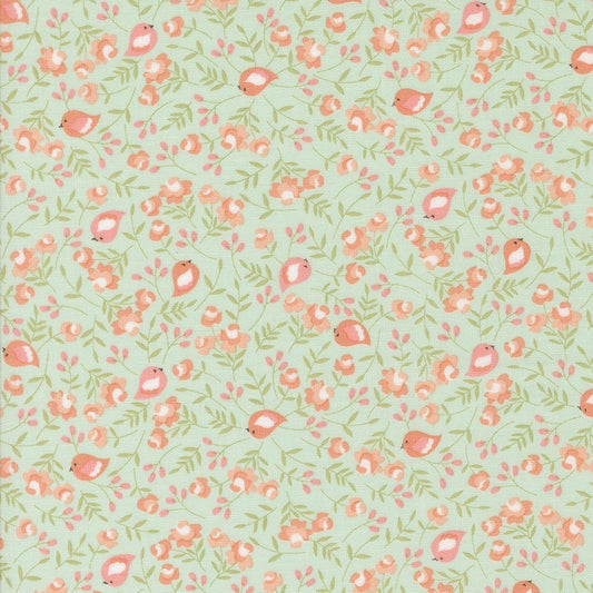 Abloom by Corey Yoder for Moda Cotton Yardage Fabric Priced by the Half Yard Coral and Aqua Soft Florals for Quilt Making
