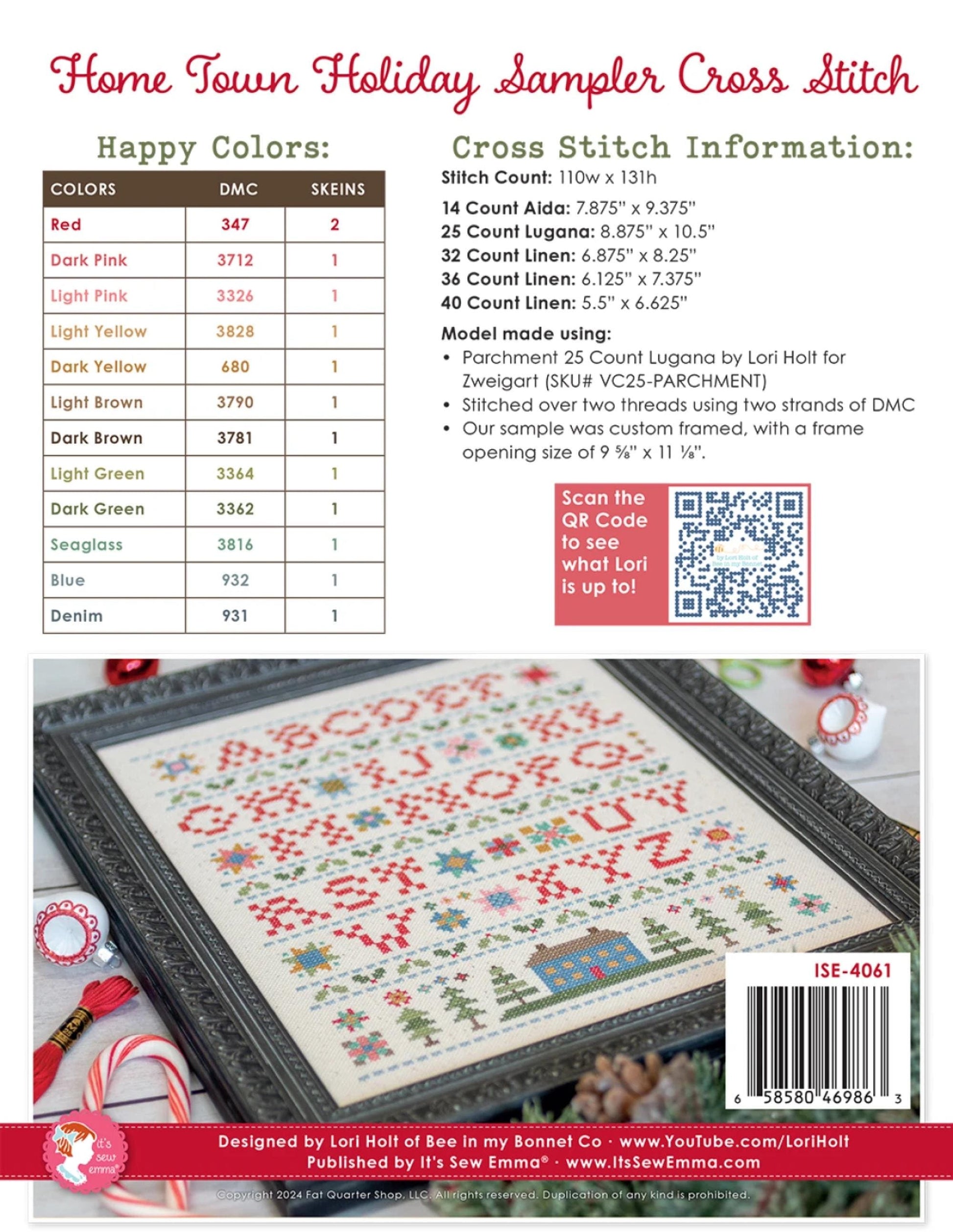 Home Town Holiday Sampler Paper Pattern Winter Lori Holt Project Instructions Diagram Cross Stitch Lovers Gift Quilt Lovers Holly Leaves
