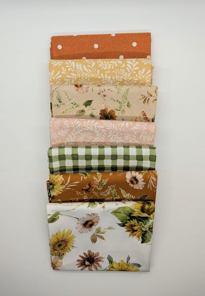 Sunflower Whispers Small Fat Quarter Bundle Fall Sunflower Fabric Bundle Two Options