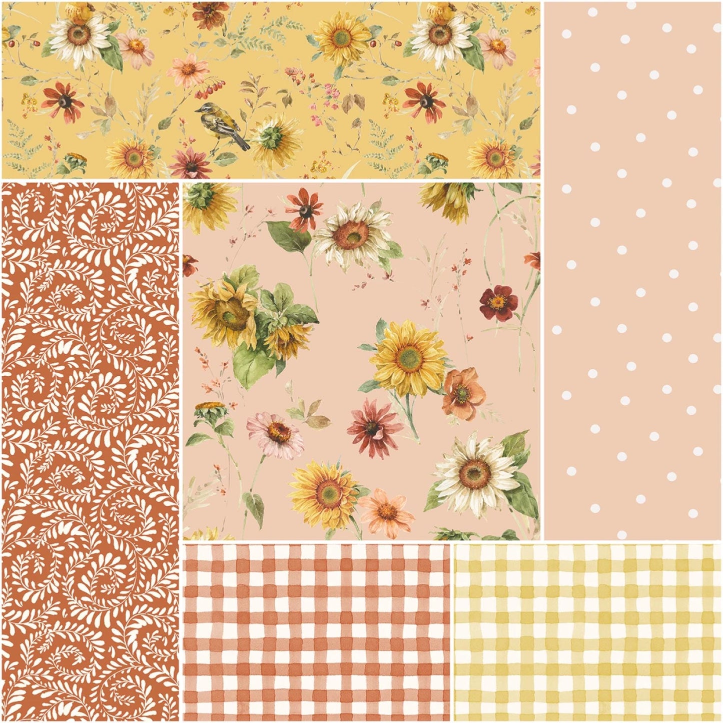 Sunflower Whispers Small Fat Quarter Bundle Fall Sunflower Fabric Bundle Two Options