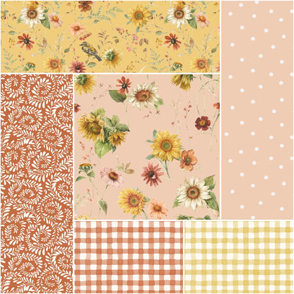 Sunflower Whispers Small Fat Quarter Bundle Fall Sunflower Fabric Bundle Two Options