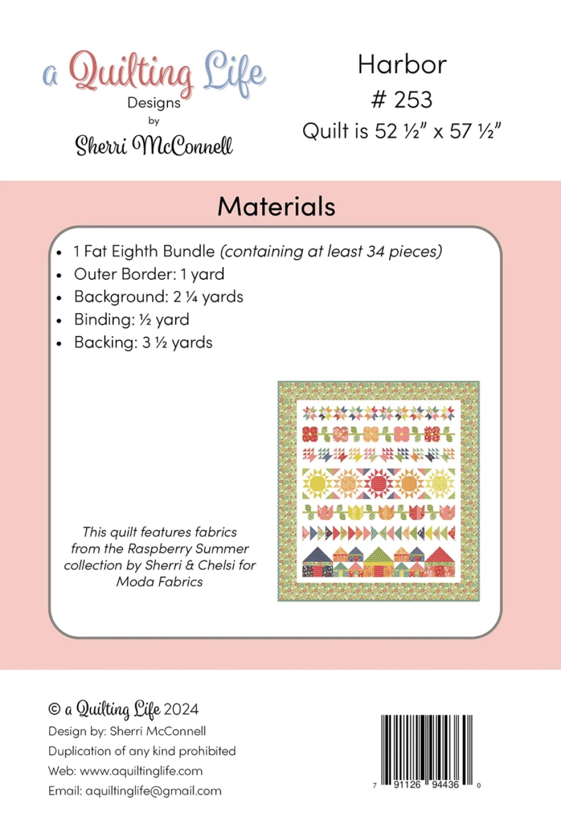 Harbor Quilt Pattern Row Quilt by Sherri McConnell of a Quilting Life Sun Houses Flowers Baskets Stars Seaside Quilt Pattern