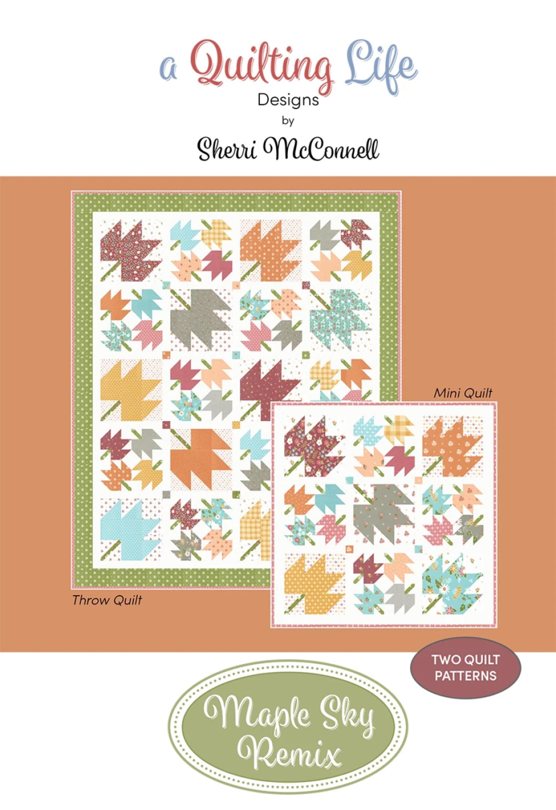 Fall Leaf Quilt Pattern Maple Sky Remix by Sherri McConnell of a Quilting Life Beautiful Maple Leaf Quilt and Table Runner Pattern