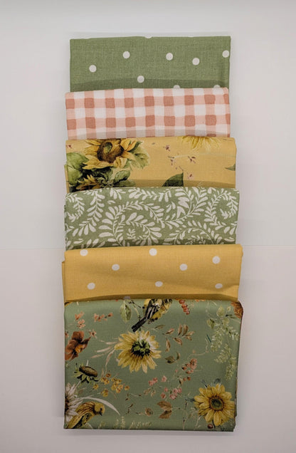 Sunflower Whispers Small Fat Quarter Bundle Fall Sunflower Fabric Bundle Two Options