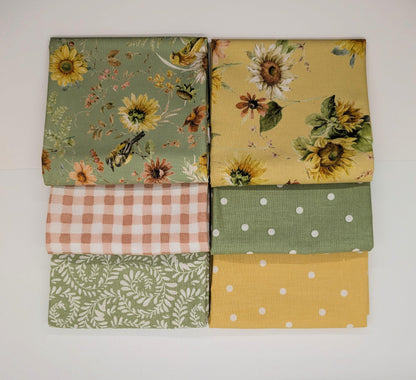 Sunflower Whispers Small Fat Quarter Bundle Fall Sunflower Fabric Bundle Two Options